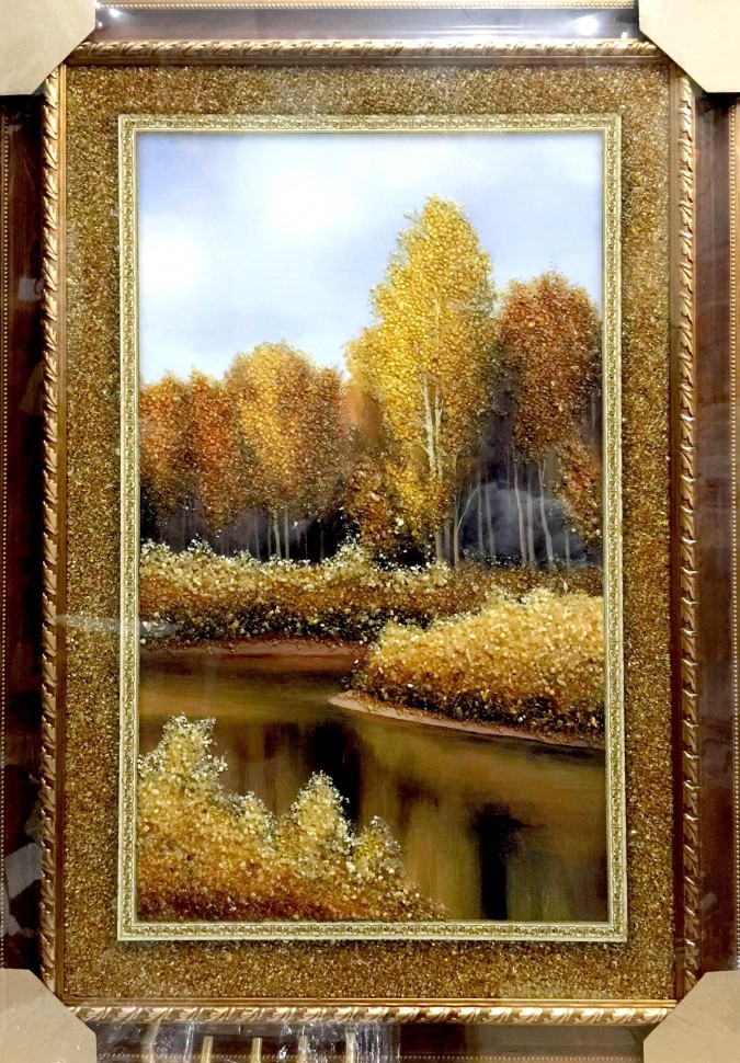 Картина янтарная большая "Осень"