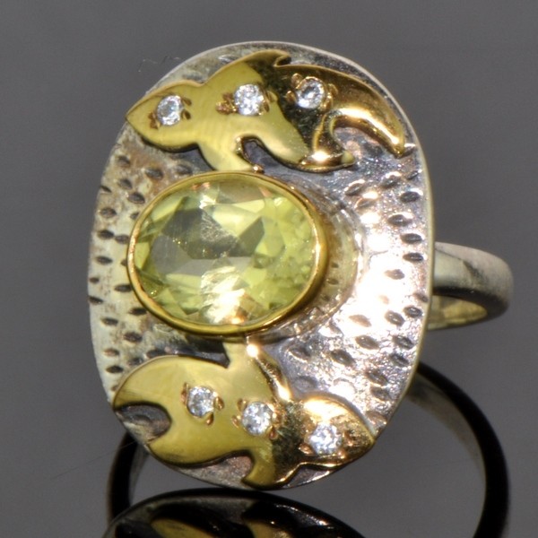 Кольцо серебро с позолотой и цитрином "Жакаранда"